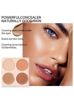 Ushas 4  Color Concealer Pot Set - Contour Palette for Dark Circles with Powder Puffy - 4 in 1 Full Coverage Color Correcting Foundation Concealer for Contour & Highlight Eye Brightener#01  - Image 3