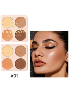 Ushas 4  Color Concealer Pot Set - Contour Palette for Dark Circles with Powder Puffy - 4 in 1 Full Coverage Color Correcting Foundation Concealer for Contour & Highlight Eye Brightener#01  - Image 2