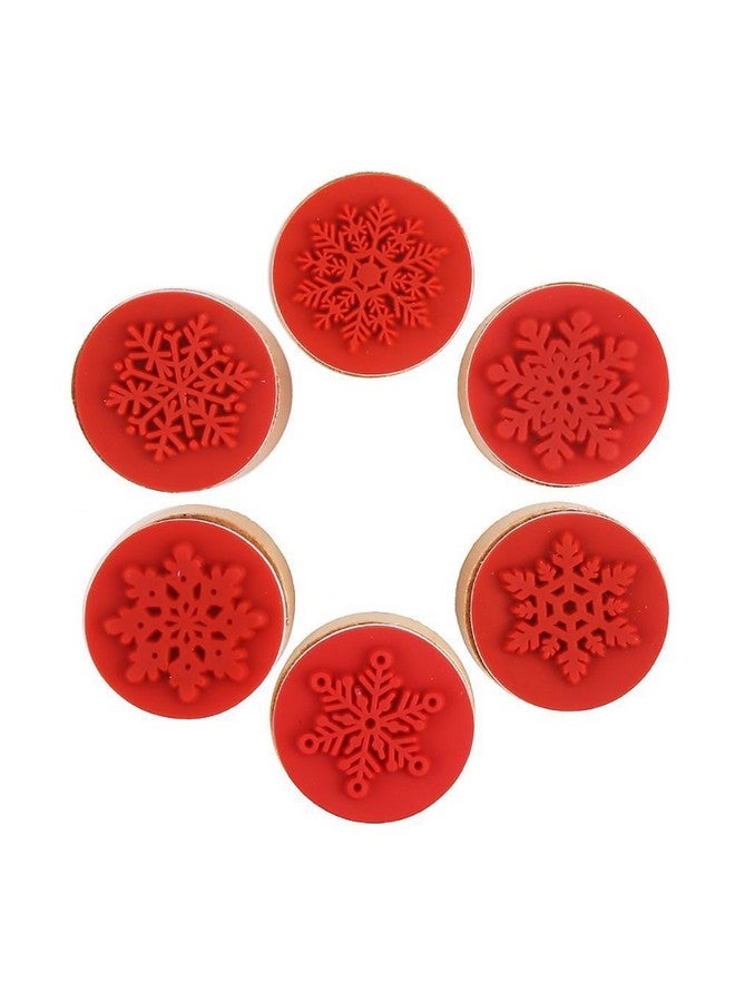 Decora 6 Pieces Snowflake Floral Wooden Rubber Stamps For Card Making Scrapbooking And Crafts - Image 1