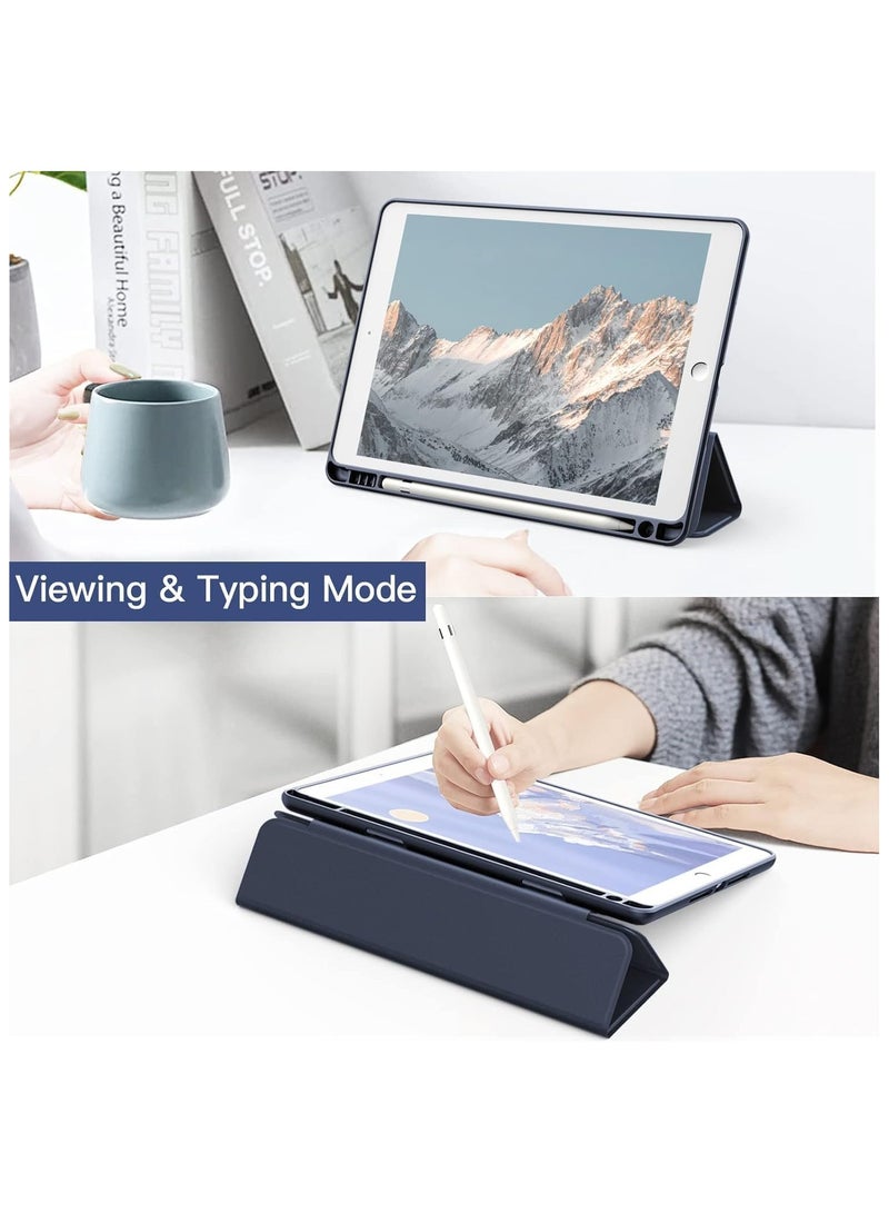 حافظة متوافقة مع iPad 10.2 بوصة (الجيل التاسع 2021/الجيل الثامن 2020/الجيل السابع 2019)، غطاء تنبيه/غفو تلقائي مع حامل أقلام (أزرق) - Image 2
