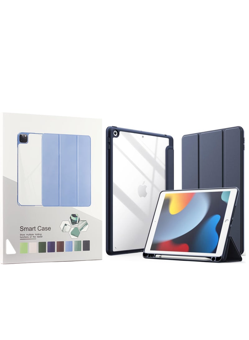 حافظة متوافقة مع iPad 10.2 بوصة (الجيل التاسع 2021/الجيل الثامن 2020/الجيل السابع 2019)، غطاء تنبيه/غفو تلقائي مع حامل أقلام (أزرق) - Image 1