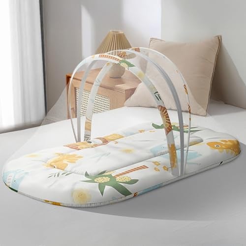 StarAndDaisy 3 in 1 Baby Mosquito net for Sleeping - Newborn, Mosquito net for Baby/Soft and Comfortable Bed for 0-12 Months/Washable Cotton Design -Safari Print - Image 1