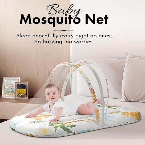 StarAndDaisy 3 in 1 Baby Mosquito net for Sleeping - Newborn, Mosquito net for Baby/Soft and Comfortable Bed for 0-12 Months/Washable Cotton Design -Safari Print - Image 2