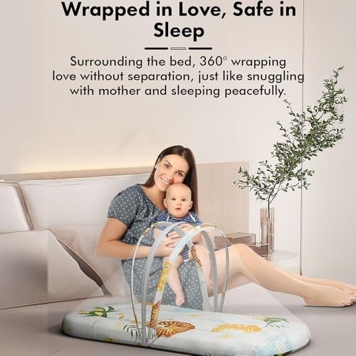 StarAndDaisy 3 in 1 Baby Mosquito net for Sleeping - Newborn, Mosquito net for Baby/Soft and Comfortable Bed for 0-12 Months/Washable Cotton Design -Safari Print - Image 3