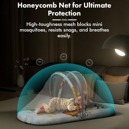 StarAndDaisy 3 in 1 Baby Mosquito net for Sleeping - Newborn, Mosquito net for Baby/Soft and Comfortable Bed for 0-12 Months/Washable Cotton Design -Safari Print - Image 5