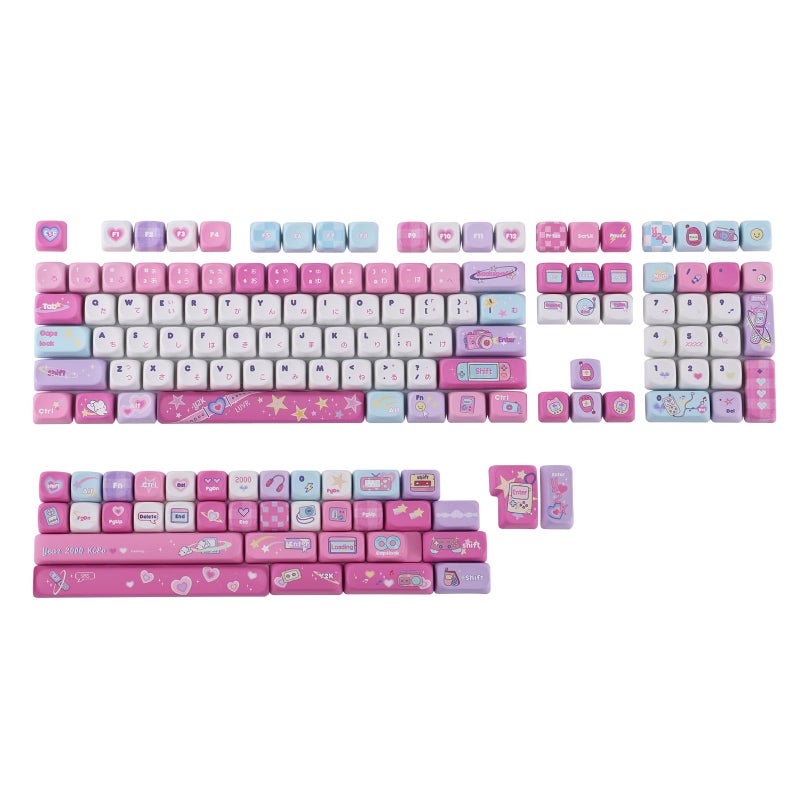 KiiBoom X Elyxirine Digital Dreams: Pastel Y2K Keycap Set, 144 Keys PBT Keycaps for Mechanical Keyboard, Compatible with ANSI/ISO, 60%, 65%, 75%, TKL, Full-Sized Layout (MOA Profile) - Image 1