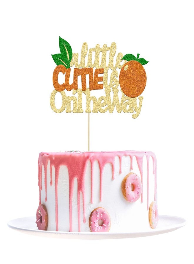 Ephlyn 1Pc Little Cutie is on the Way Cake Topper Glitter Orange Cake Topper Decorations for Cutie Kids Birthday Party Baby Shower Gender Reveal Fruit Party Supplies - Image 1