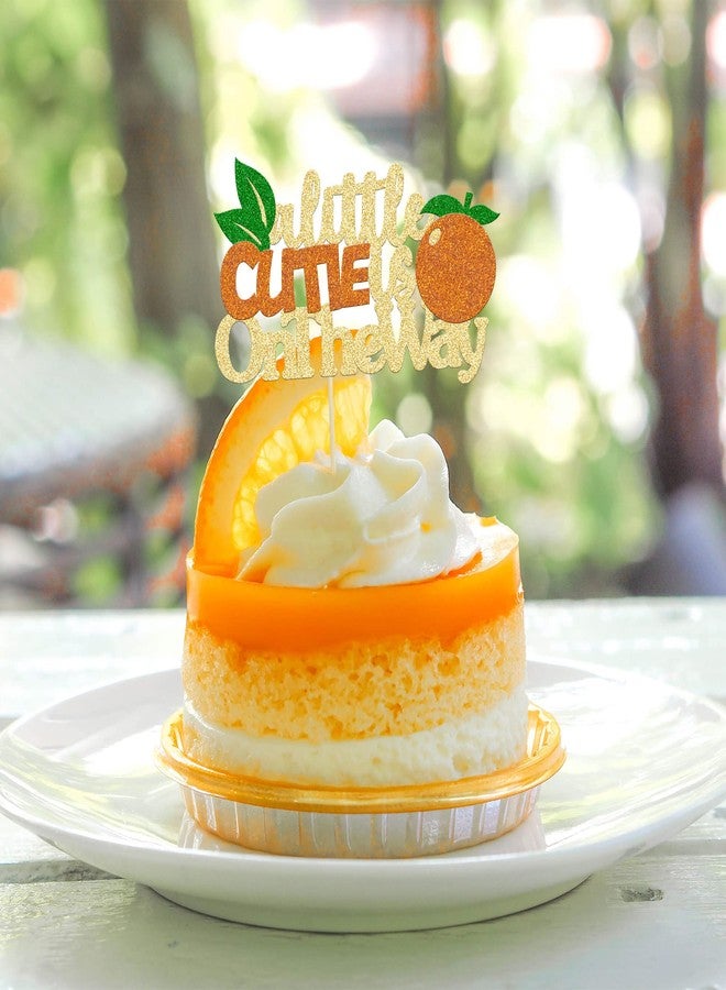 Ephlyn 1Pc Little Cutie is on the Way Cake Topper Glitter Orange Cake Topper Decorations for Cutie Kids Birthday Party Baby Shower Gender Reveal Fruit Party Supplies - Image 5