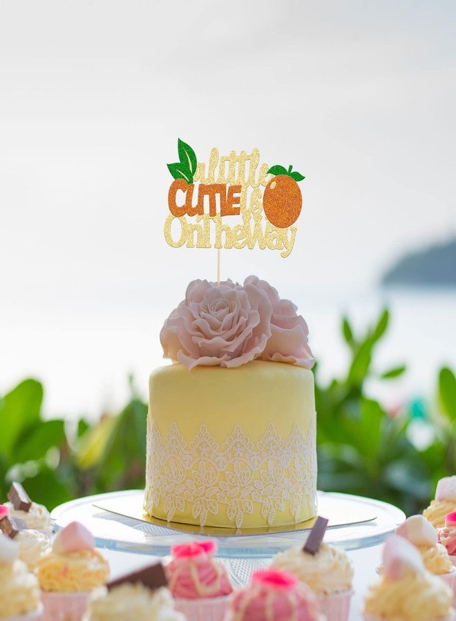 Ephlyn 1Pc Little Cutie is on the Way Cake Topper Glitter Orange Cake Topper Decorations for Cutie Kids Birthday Party Baby Shower Gender Reveal Fruit Party Supplies - Image 4