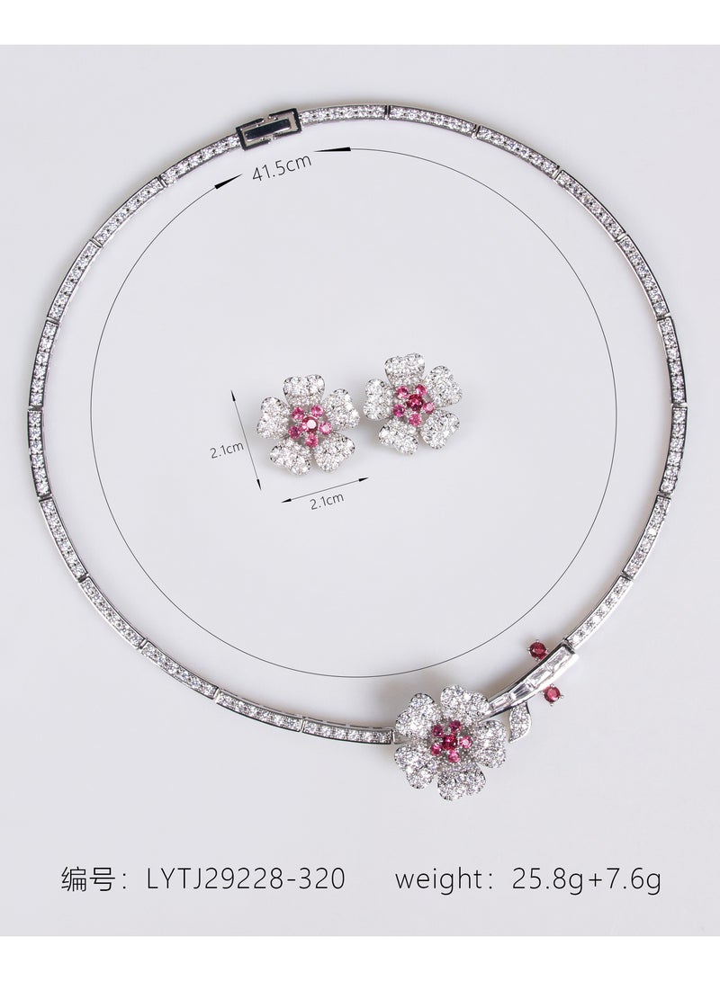 Mark Fairwhale Flower Zircon Collar Bridal Necklace Earring Accessories  - Image 2