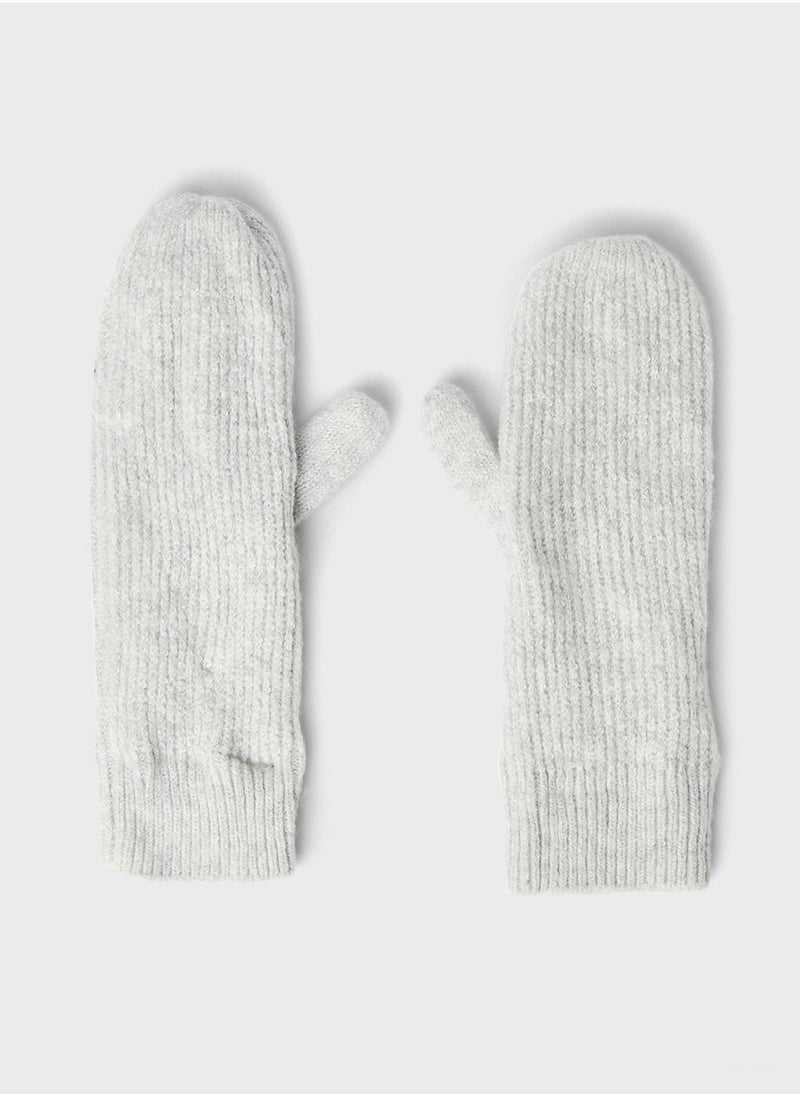 PIECES Ribbed Knit Mittens  - Image 1