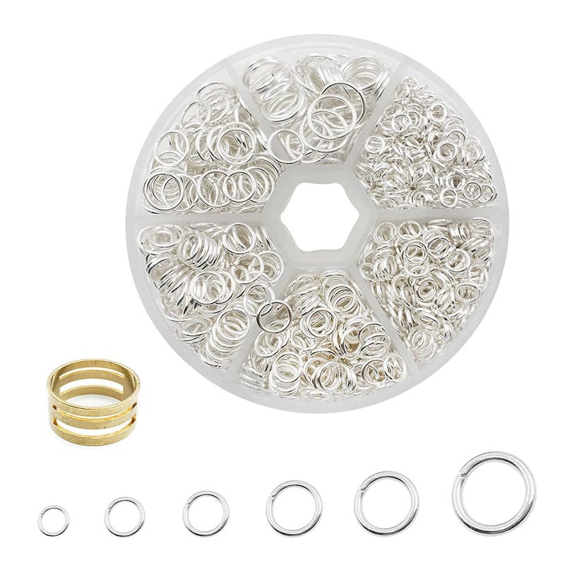1500Pcs Mixed 6 Sizes Open Jump Rings4mm 5mm 6mm 7mm 8mm 10mm Jump Ring Jewelry Keychain for Jewelry Making Accessories with 1Pcs Jump Ring OpenClose Tool and 1Pcs Storage Box Silver