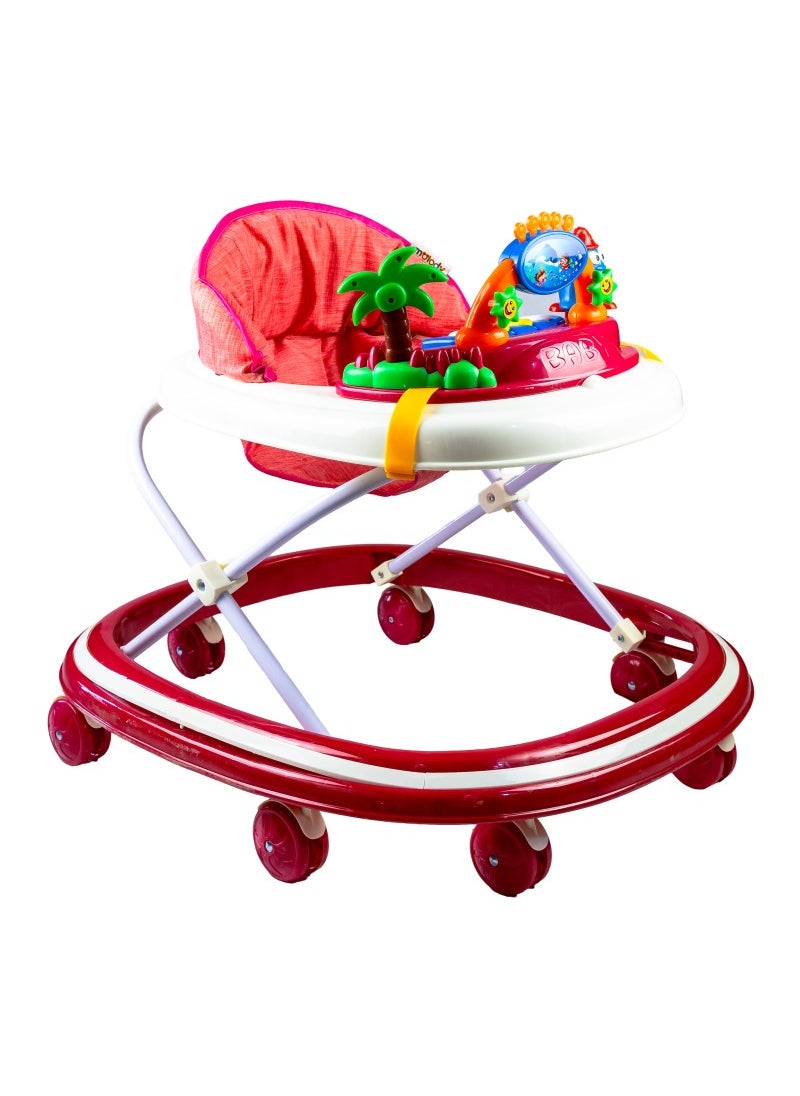 molody Adjustable Foldable Baby Walker with Activity Center – 2-in-1 Sit-to-Stand Push Walker for Toddlers and Babies (6 Months+), Lightweight with Removable Tray, Music, and Safety Brakes – Ideal for Learning to Walk-Pink  - Image 4