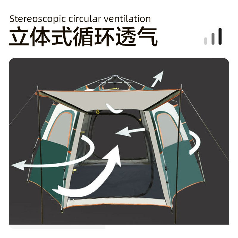 73Hours Full-Automatic Tent Outdoor Portable Camping Folding Hexagonal Tent Thickened Silver Glue Sunscreen Breathable Camping Equipment - Image 3