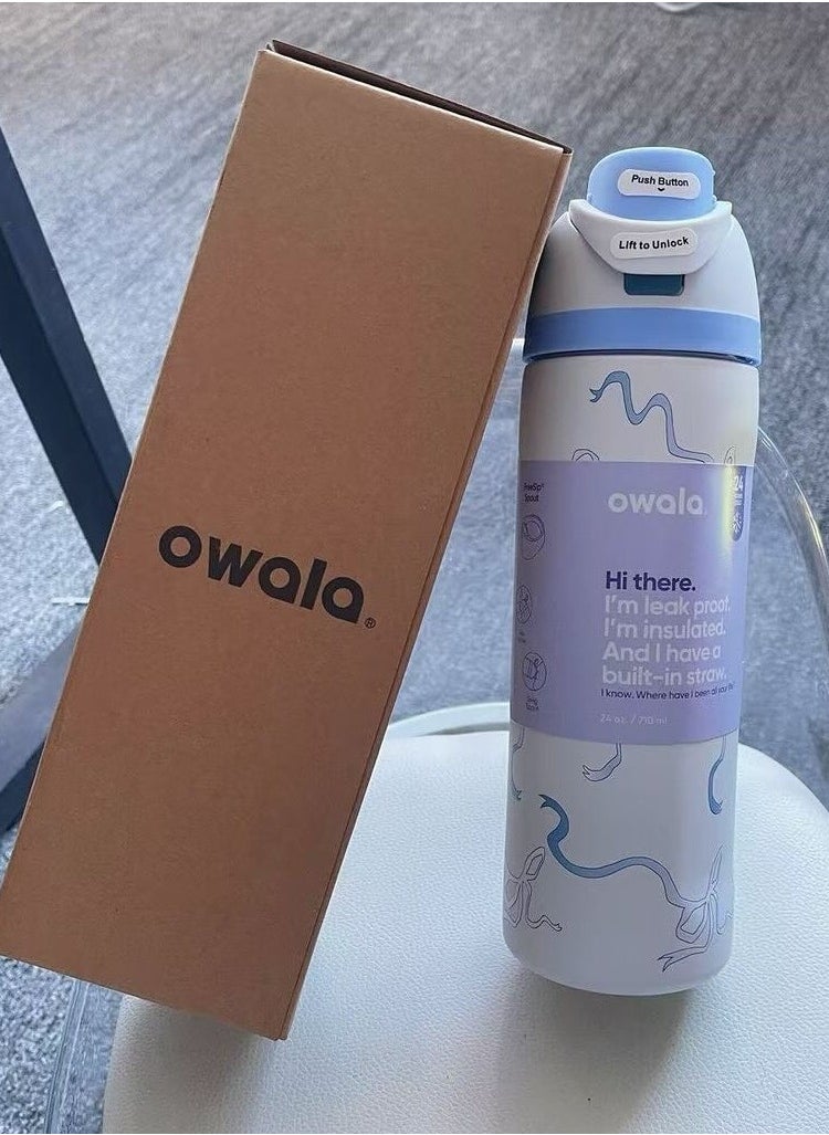 Owala Freesip Insulated Stainless Steel Water Bottle With Straw For Sports And Travel, Bpa-Free, 24-Ounce,Blue Tie  - Image 2