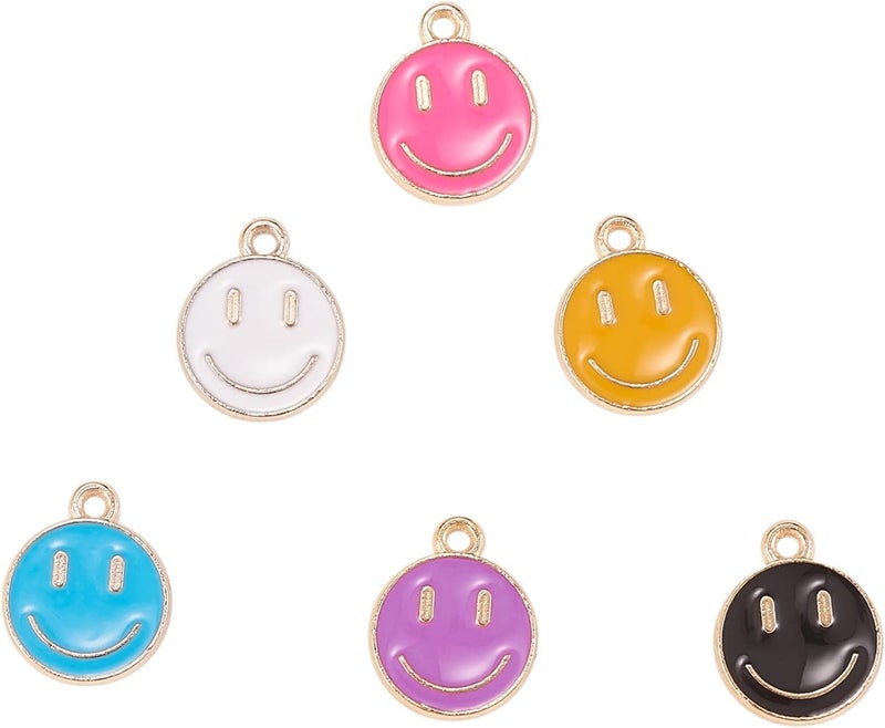9Carat Jewelry Alloy Enamel White Smile Face Charms Happy Face Smile Pendants Mini Dangle Charms for Jewelry Making Crafts - Image 1