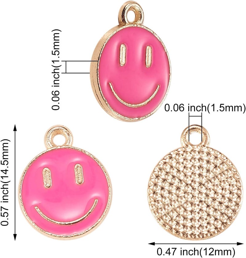 9Carat Jewelry Alloy Enamel White Smile Face Charms Happy Face Smile Pendants Mini Dangle Charms for Jewelry Making Crafts - Image 2
