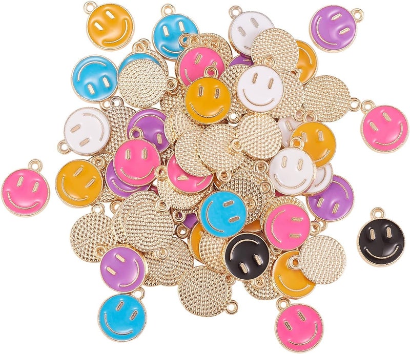 9Carat Jewelry Alloy Enamel White Smile Face Charms Happy Face Smile Pendants Mini Dangle Charms for Jewelry Making Crafts - Image 3