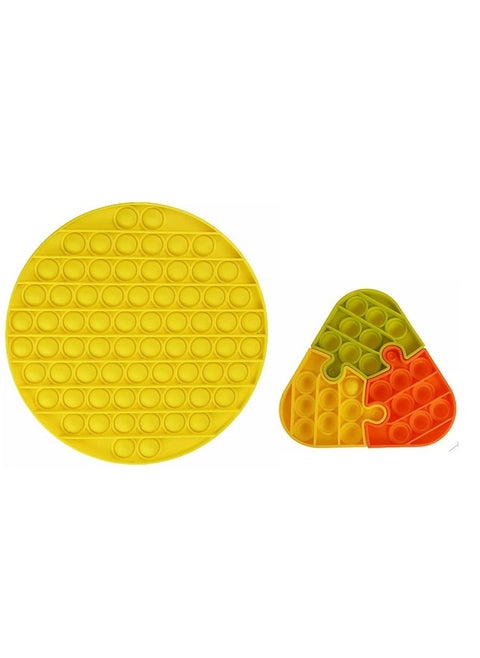 WISHKEY Soft Silicone Circle & Triangle Shaped Colorful Rainbow Push Pop It Bubble Sensory Fidget Stress Relief Anti-Anxiety Satisfying Relaxing Toy for Kids and Adults (Pack of 2, Multicolor)