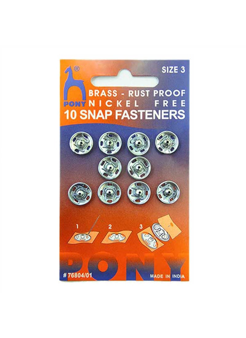 Embroiderymaterial - EmbroideryMaterial 12 MM Silver Pony Tich Buttons (Fancy Buttons/Snap Buttons/Clip Buttons/Chit Buttons/Hook Buttons) for Clothes Craft,Dressmaking and Sewing Purpose (Size-3, 20 Pieces, 2 Cards) - Image 1