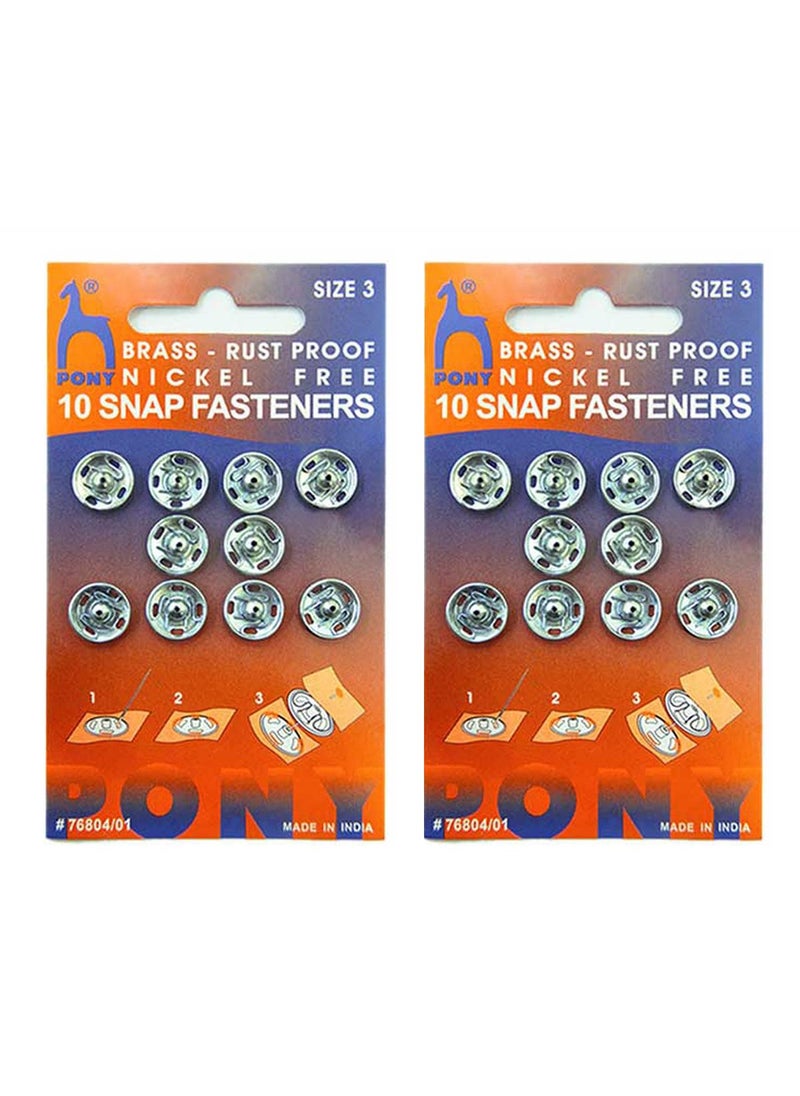 Embroiderymaterial - EmbroideryMaterial 12 MM Silver Pony Tich Buttons (Fancy Buttons/Snap Buttons/Clip Buttons/Chit Buttons/Hook Buttons) for Clothes Craft,Dressmaking and Sewing Purpose (Size-3, 20 Pieces, 2 Cards) - Image 1