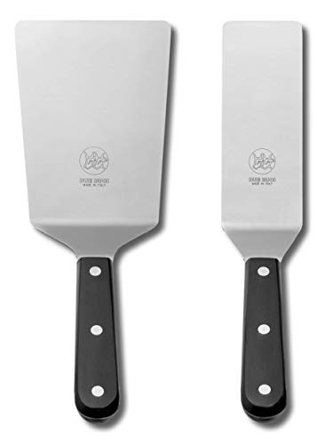 DUE BUOI set Wide Spatula blade dimension 4" x 6"1/3 and Narrow blade dimension 2" x 6" 1/3. Full Tang Triple Riveted. Non-stick Durable. ICQ Approved. - Image 1