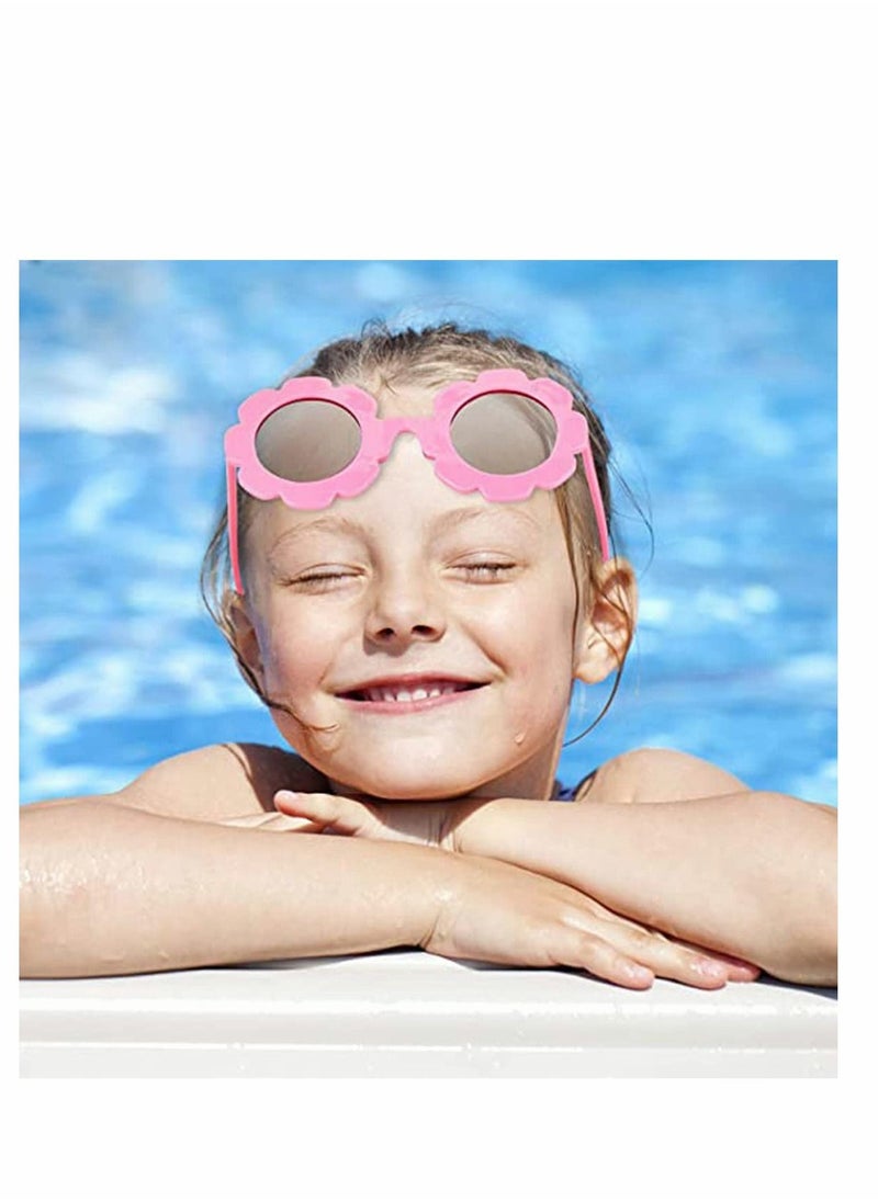 Excefore Girls' Sunglasses, Round Flower Sunglasses Girls Flower Glasses Cute Outdoor Summer Beach Eyewear Pool Party Toys for Toddler Kids Boys Birthday Graduation Party Supplies 3 Pcs  - Image 4