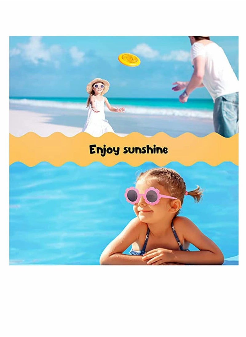 Excefore Girls' Sunglasses, Round Flower Sunglasses Girls Flower Glasses Cute Outdoor Summer Beach Eyewear Pool Party Toys for Toddler Kids Boys Birthday Graduation Party Supplies 3 Pcs  - Image 5