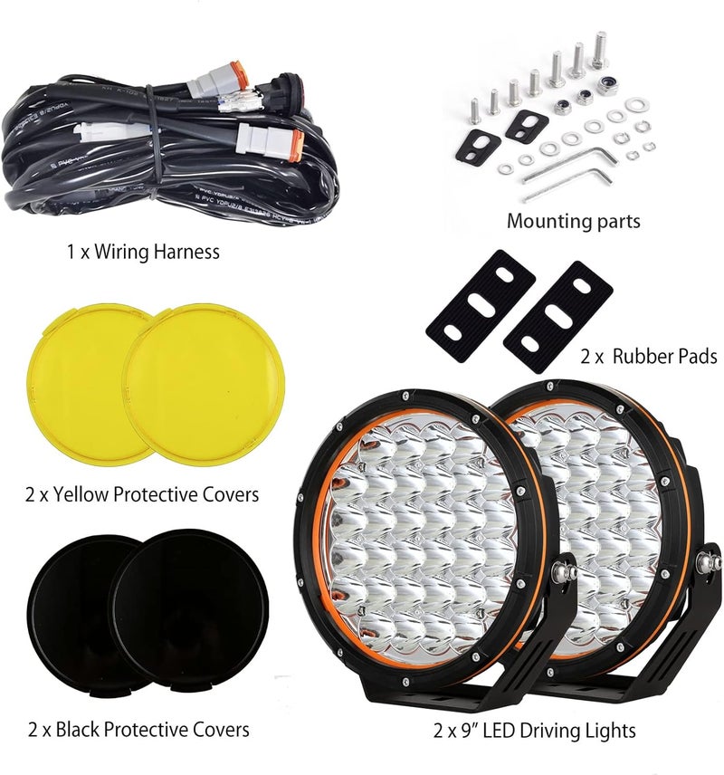 BIGLION.X مصابيح LED خارج الطرق دائرية مقاس 9 بوصة من - فائقة السطوع، مقاومة للماء IP68، 12 فولت/24 فولت لشاحنات البيك أب، SUV، UTV، 4WD - Image 2