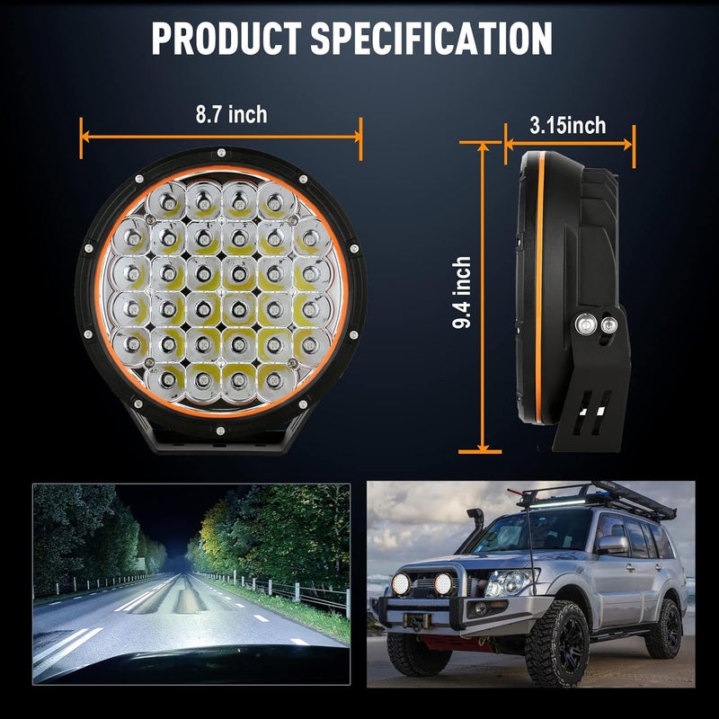 BIGLION.X مصابيح LED خارج الطرق دائرية مقاس 9 بوصة من - فائقة السطوع، مقاومة للماء IP68، 12 فولت/24 فولت لشاحنات البيك أب، SUV، UTV، 4WD - Image 3