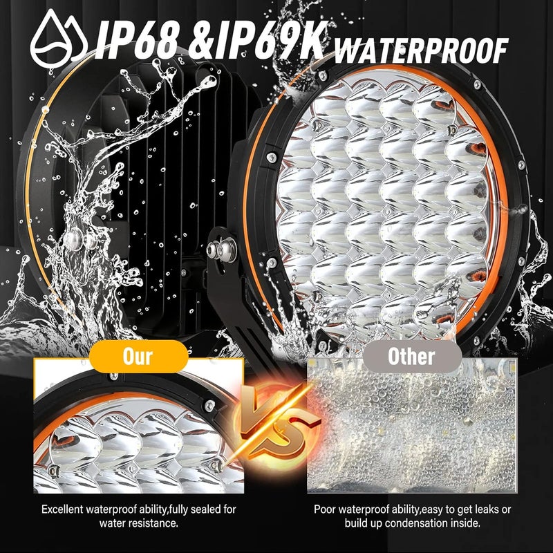 BIGLION.X مصابيح LED خارج الطرق دائرية مقاس 9 بوصة من - فائقة السطوع، مقاومة للماء IP68، 12 فولت/24 فولت لشاحنات البيك أب، SUV، UTV، 4WD - Image 4