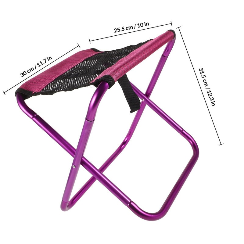 Portable Folding Camping Stool Lightweight Collapsible With Carry Bag For Outdoor Hiking Picnic Purple - Image 4