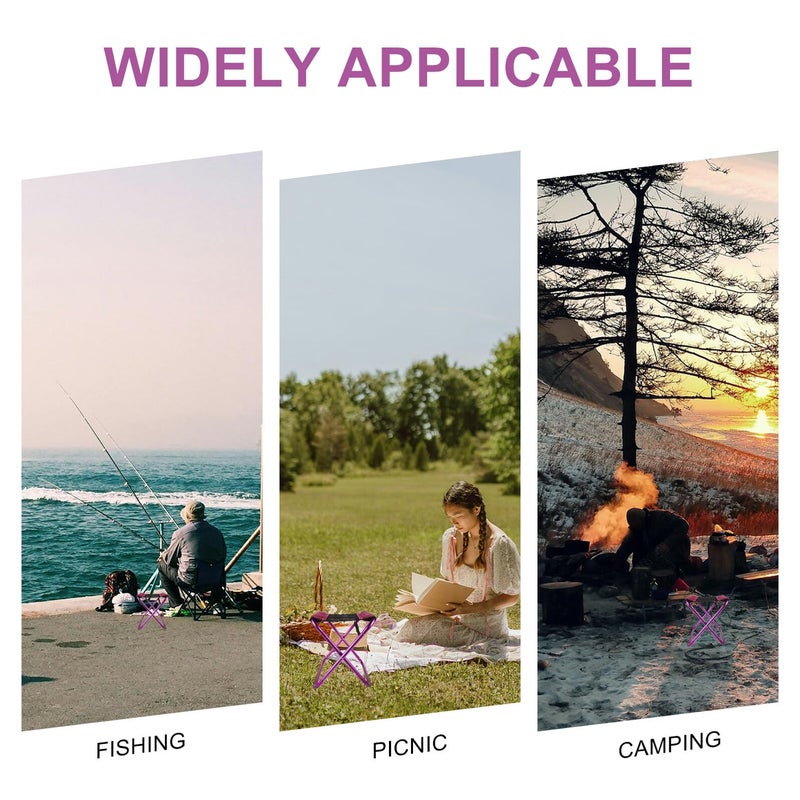 Portable Folding Camping Stool Lightweight Collapsible With Carry Bag For Outdoor Hiking Picnic Purple - Image 5