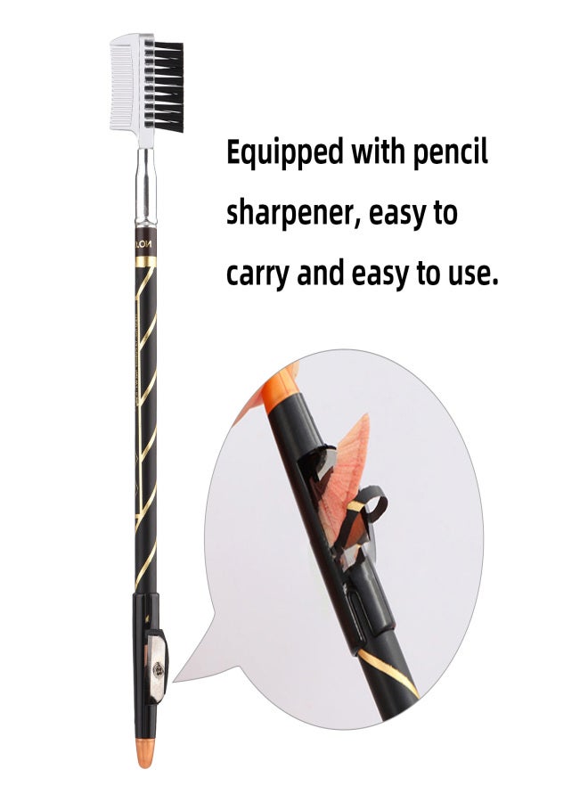 2 In 1 Double-sided Eyebrow Pencil for Drawing Eyebrow Shape Long-lasting Waterproof Sweatproof Eyebrow Color Pencil with Sharpener Makeup Tools - Image 3