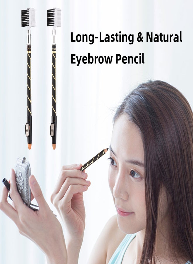 2 In 1 Double-sided Eyebrow Pencil for Drawing Eyebrow Shape Long-lasting Waterproof Sweatproof Eyebrow Color Pencil with Sharpener Makeup Tools - Image 4