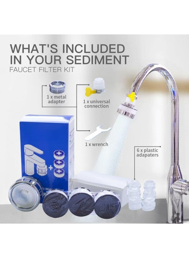 م.ا & ف'س فلتر مياه جديد فاخر ٤ في ١، طويل الأمد، لصنبور المغسلة. منقي مياه صنبور قابل للاستبدال للمطبخ والحمام. يزيل ٩٩٪ من الكلور، ويُنعم المياه العسرة. يُخفف جفاف البشرة، مناسب للبشرة الحساسة. - Image 3