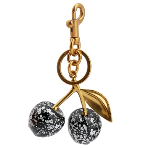 Zhoxod Cherry Keychain Bag Charms -Made of Resin Alloy Material，Fashion Enthusiasts Cherry Charm for Purse Accessories (Black and white spots) - Image 1