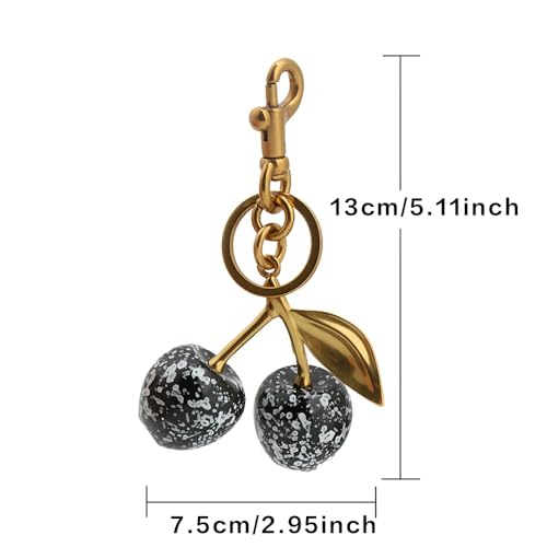 Zhoxod Cherry Keychain Bag Charms -Made of Resin Alloy Material，Fashion Enthusiasts Cherry Charm for Purse Accessories (Black and white spots) - Image 5