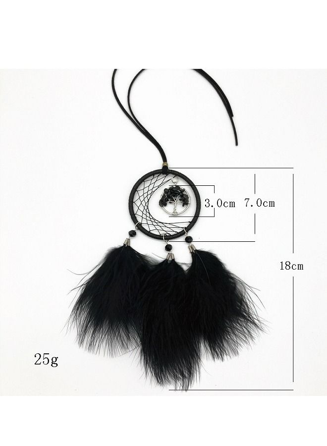 ماكدو قلادة سيارة على شكل ريشة حلم إبداعية لتزيين مرآة الرؤية الخلفية الداخلية للسيارة قلادة سيارة باللون الوردي - Image 4