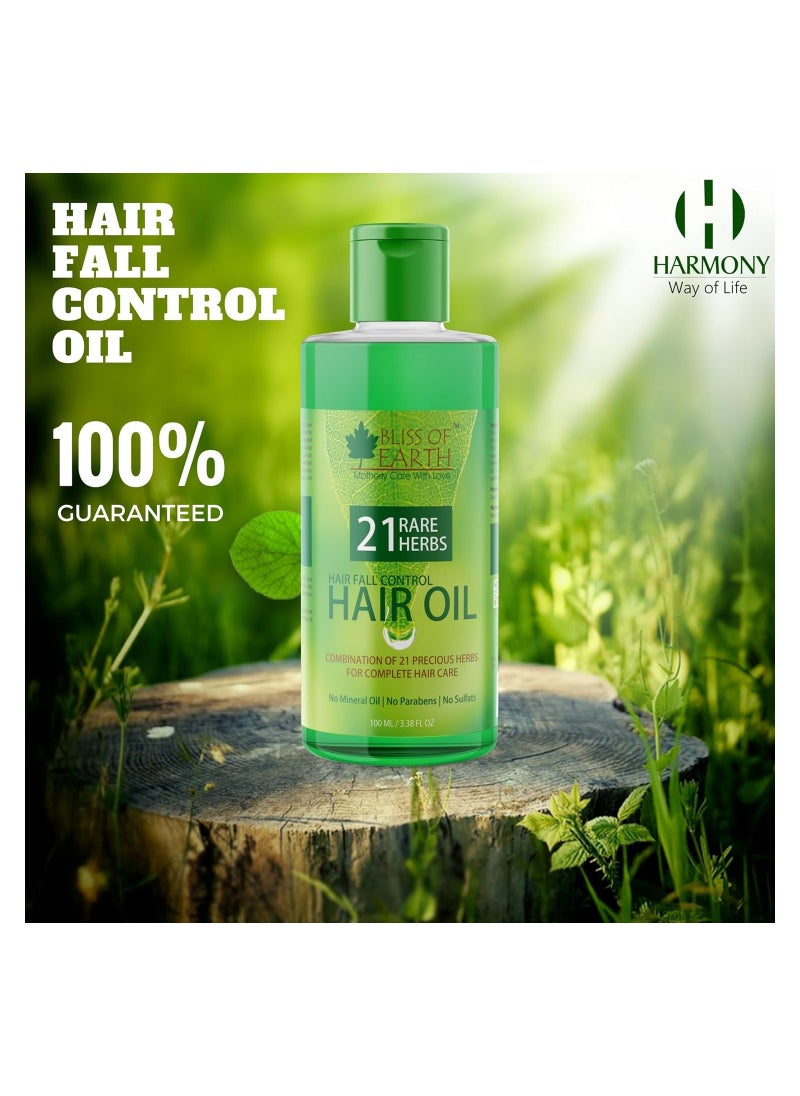 BLISS OF EARTH Bliss of Earth Hair Fall Control Hair Oil With 21 Rare Herbs 4x100ML  - Image 2