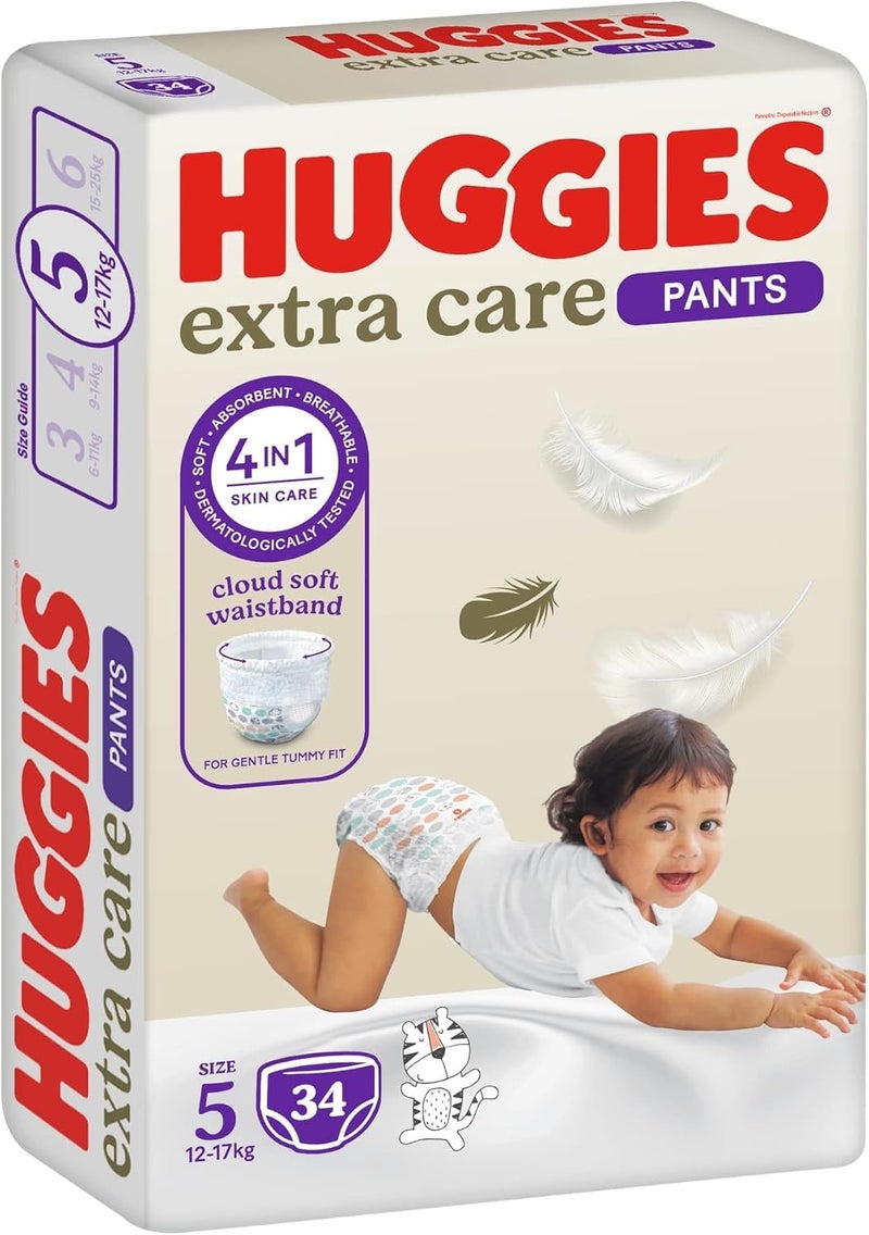 HUGGIES حفاضات هجيز إكسترا كير مقاس 5 (12-17 كجم) - 34 قطعة - Image 2