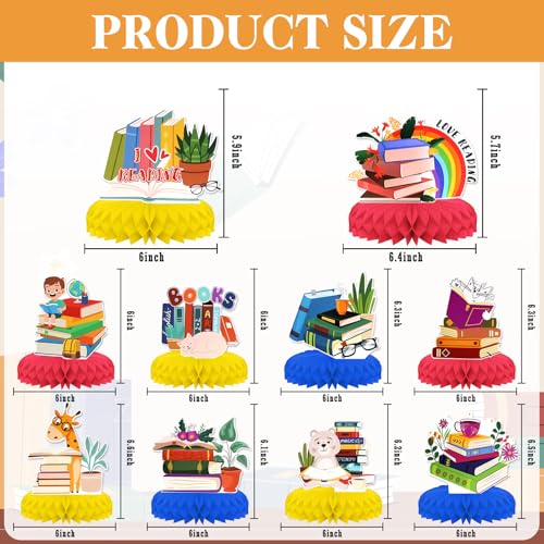 KSKSPE Book Theme Party Decorations10 PCS KSKSPE Book Centerpieces for Tables Honeycomb Centerpieces 3D Book Theme Party Decor Supplies Boys Girls - Image 5