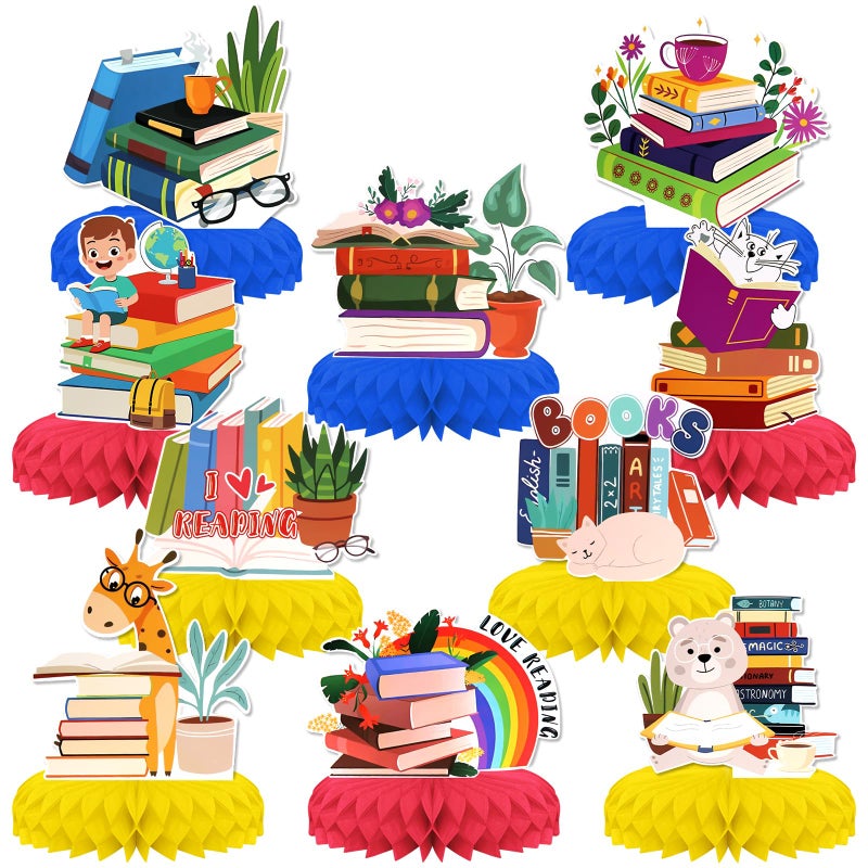 KSKSPE Book Theme Party Decorations10 PCS KSKSPE Book Centerpieces for Tables Honeycomb Centerpieces 3D Book Theme Party Decor Supplies Boys Girls - Image 3