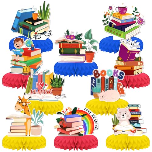 KSKSPE Book Theme Party Decorations10 PCS KSKSPE Book Centerpieces for Tables Honeycomb Centerpieces 3D Book Theme Party Decor Supplies Boys Girls - Image 1