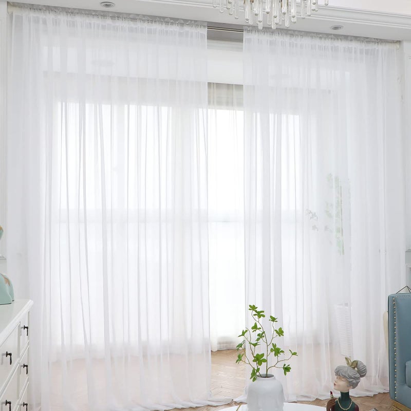 L&TEC Window White Sheer Curtains 51x83 Inches Long 2 Panels Sheer White Curtains Basic Rod Pocket Panel for Bedroom Children Living Room Yard Kitchen White 51 W x 83 L  2 pcs