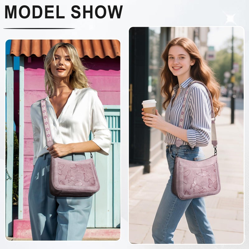 KITEVIUN Crossbody Bags for Women Trendy, Vegan Leather Medium Butterfly Hobo Purse, Women's Shoulder Handbags - Image 2