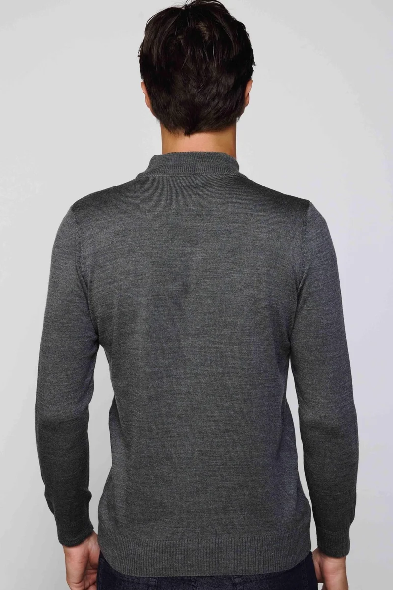 تودورس Slim Fit Narrow Cut Half Turtleneck Non-Pilling Soft Textured Gray Men's Sweater