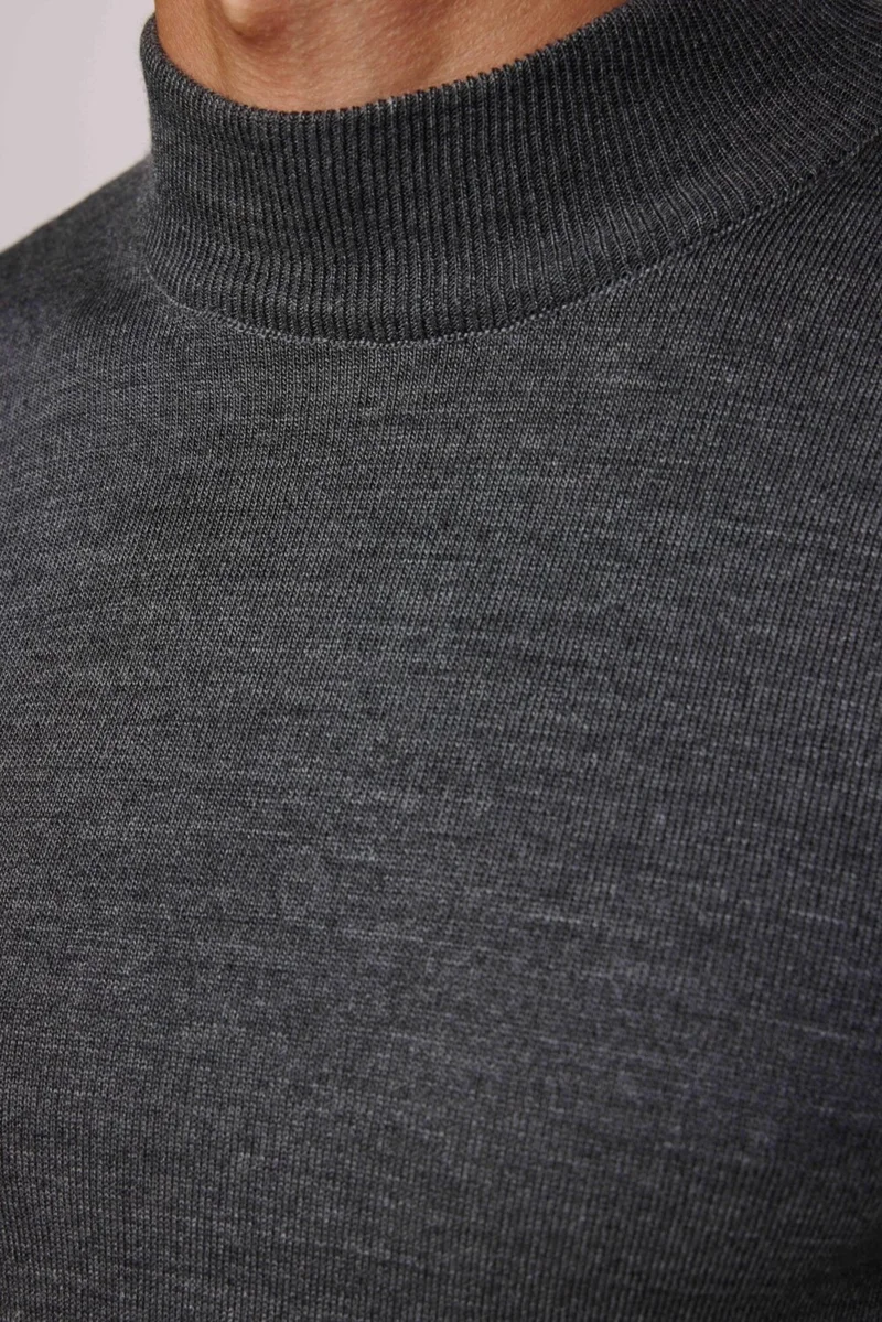 تودورس Slim Fit Narrow Cut Half Turtleneck Non-Pilling Soft Textured Gray Men's Sweater