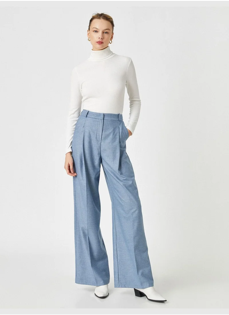 كوتون Wide Leg Pleated Pants