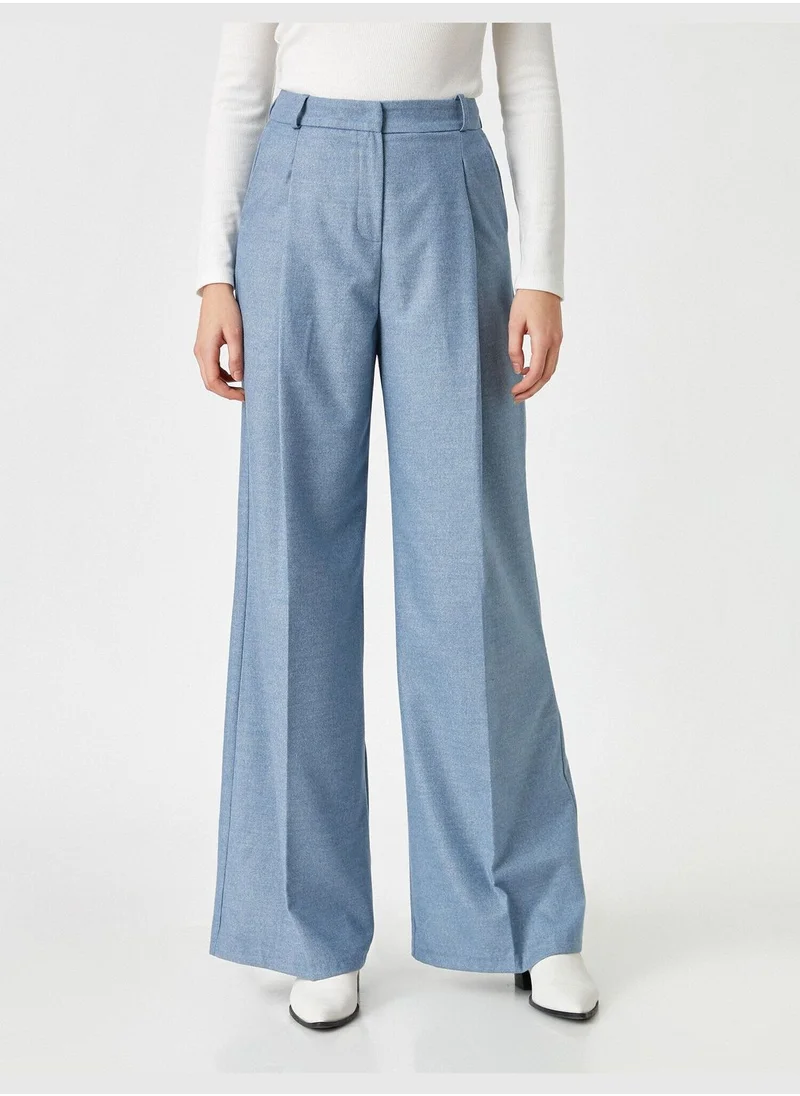 كوتون Wide Leg Pleated Pants